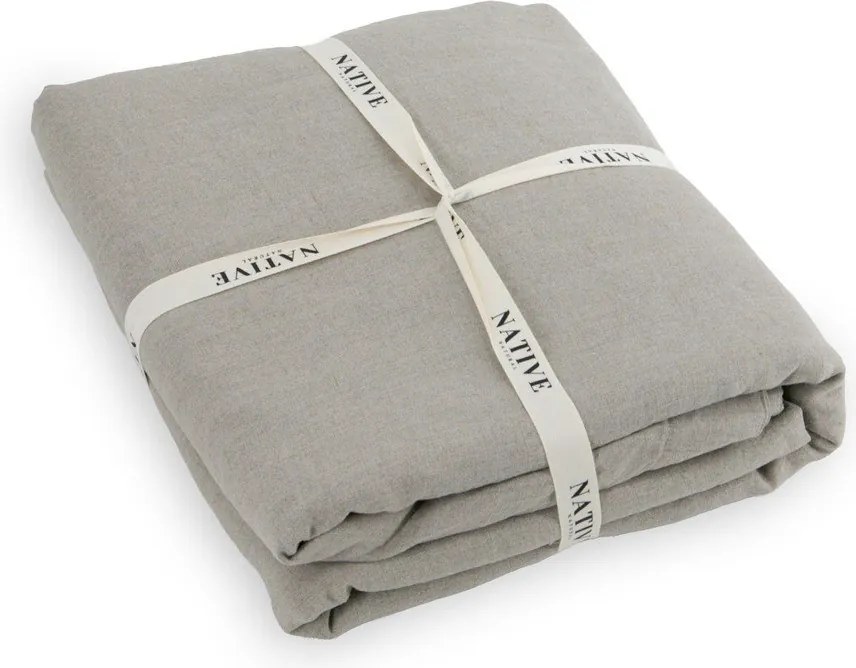 Светлосиво/кафяво-сиво двойно ленено спално бельо 200x200 cm Natural – Native Natural