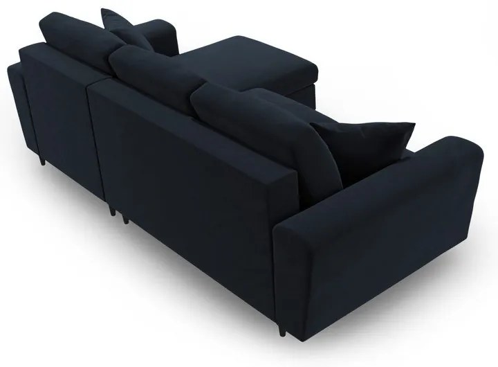 Тъмносин кадифен разтегателен ъглов диван с място за съхранение Kyoto – Cosmopolitan Design