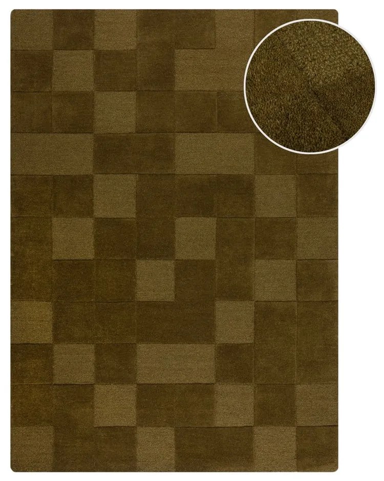 Ръчно изработен вълнен килим в цвят каки 120x170 cm Checkerboard – Flair Rugs