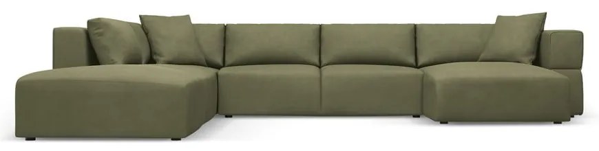 Светлозелен ъгъл U-образен диван, ляв ъгъл Esther – Milo Casa