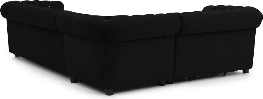 Черен кадифен разтегателен ъглов диван (ляв ъгъл L форма) York Blik – Ropez