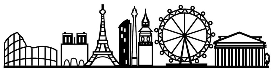 Метална декорация за стена 120x29 cm Cities - Wallity