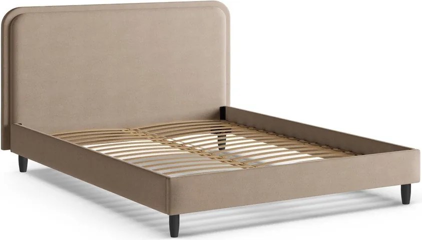 Сиво-бежово тапицирано двойно легло с включена подматрачна рамка 140x200 cm Aveline – Micadoni