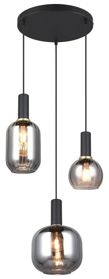 Черно висящо осветително тяло със стъклен абажур Diva – Trio
