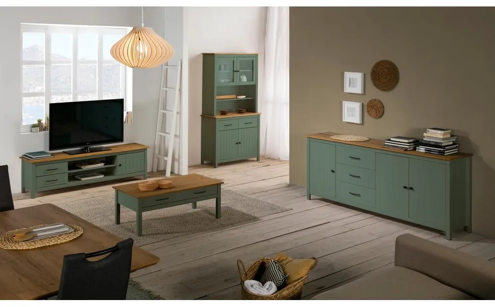 Зелена витрина от масивен бор 90x180 cm Miranda – Marckeric