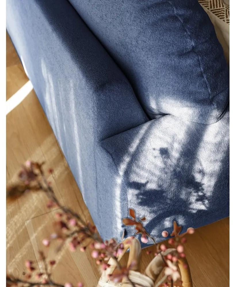 Тъмносин ъглов разтегателен диван (десен ъгъл) с подложка за крака Comfy Claude - Miuform