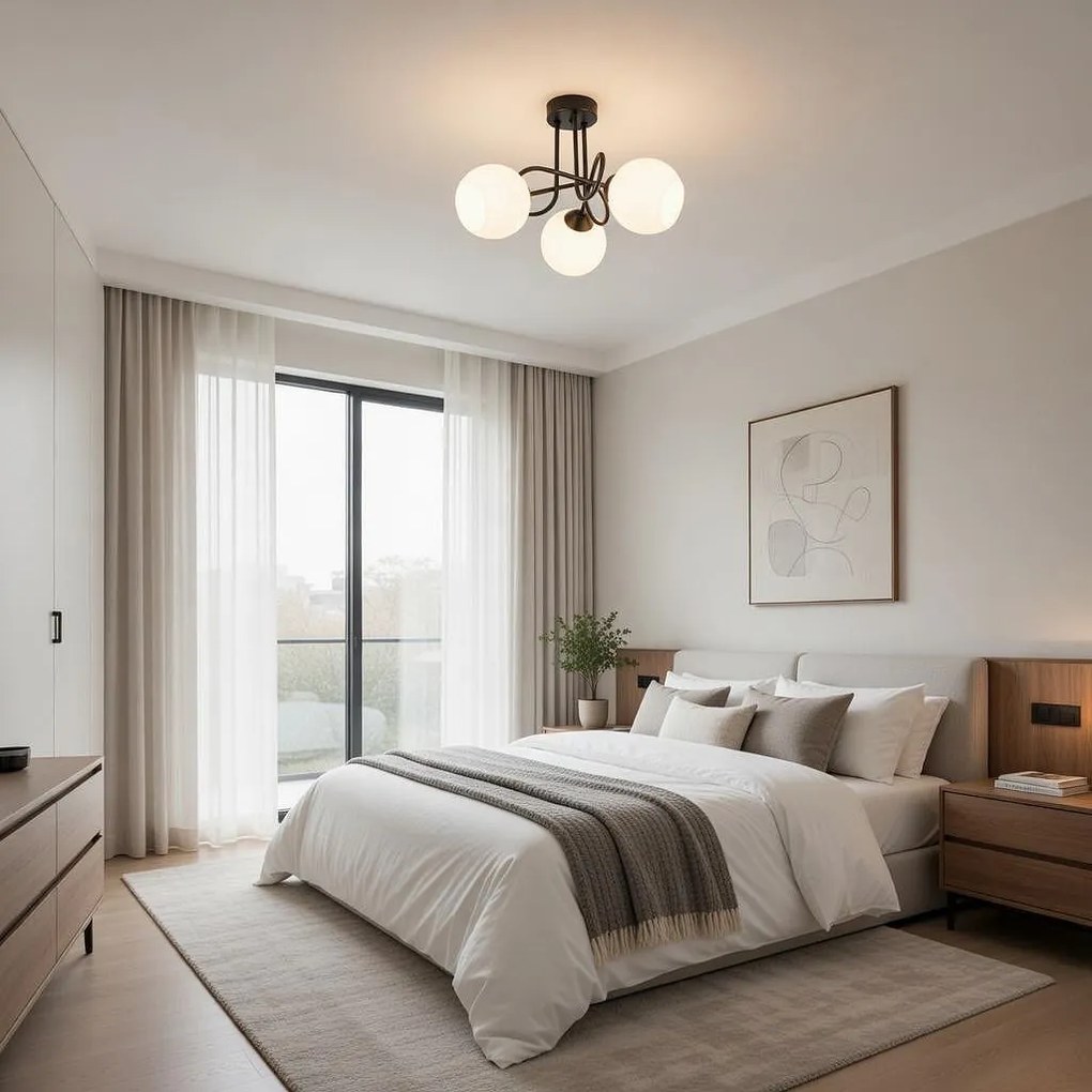 Плафон АЛЕКС, черен/бял, 3xE27