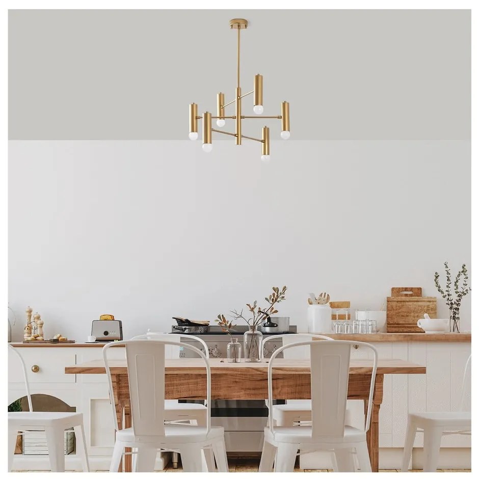 Висящо осветително тяло в златист цвят с метален абажур Gharib – Opviq lights