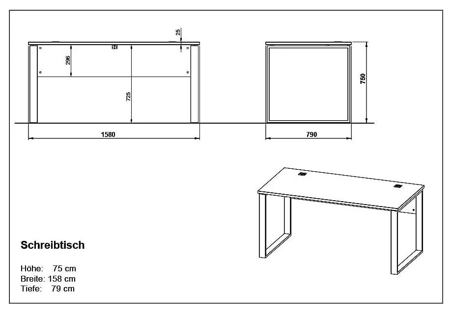 Работна маса от дъб 158x79 cm Lioni - Germania
