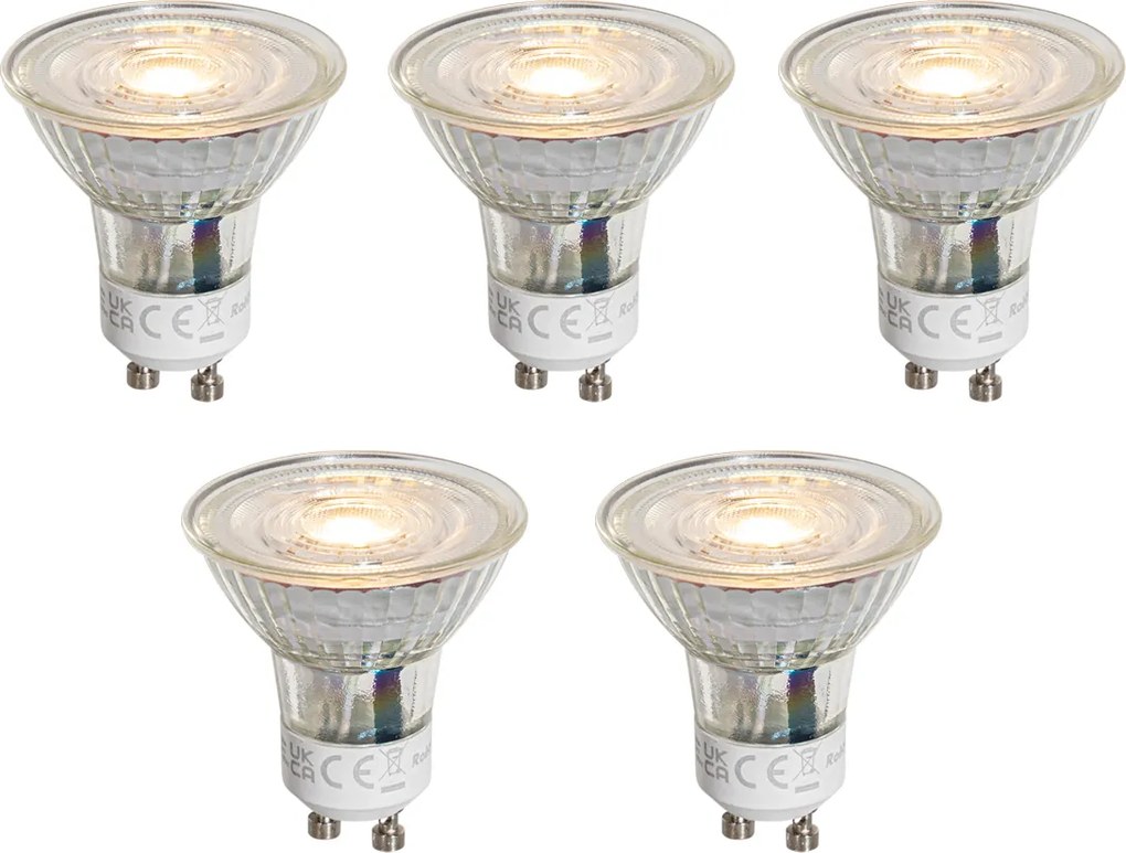 Комплект от 5 GU10 50мм Прозрачни LED крушки 1W 80 lm 2200K