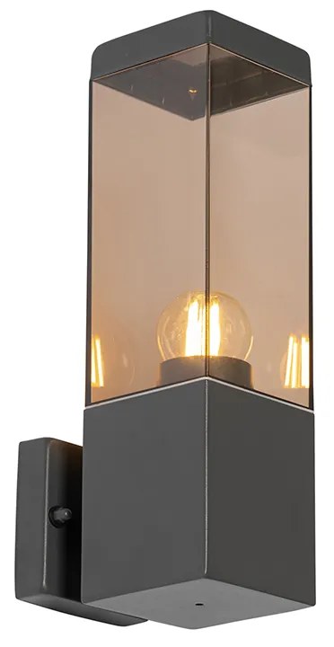 Модерна външна стенна лампа тъмно сива с дим - Malios