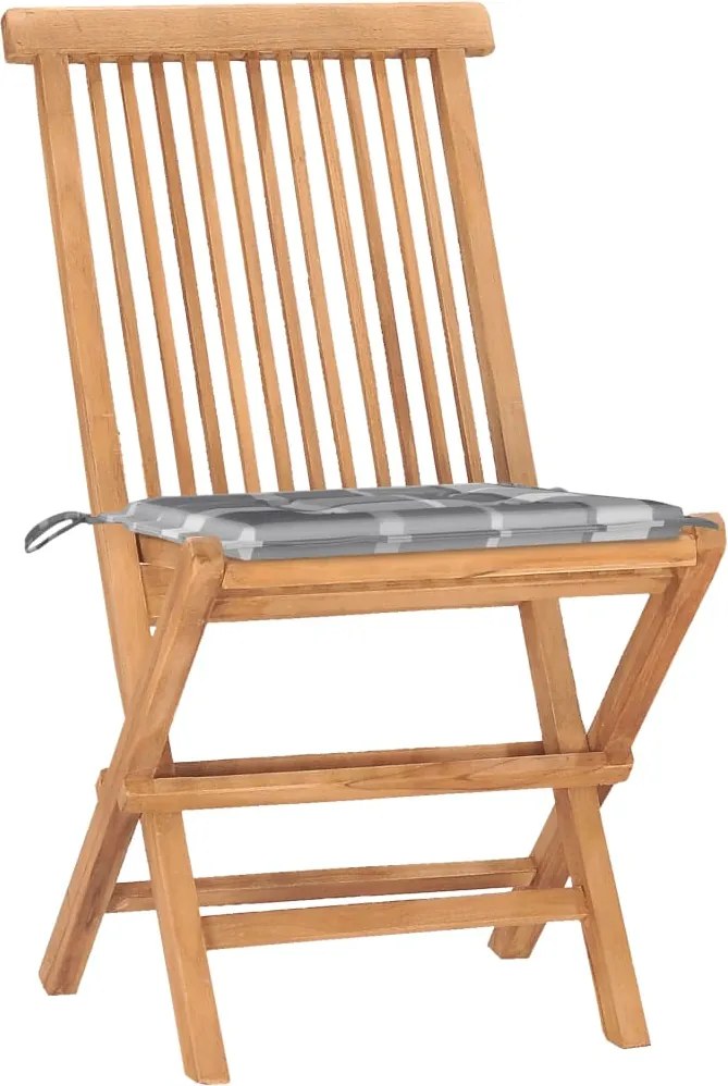 3063212 vidaXL Сгъваем трапезен комплект с възглавници, 3 части, тик масив