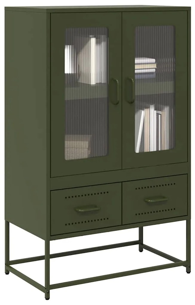 853366 vidaXL Висок шкаф, маслиненозелен, 68x39x111,5 см, стомана