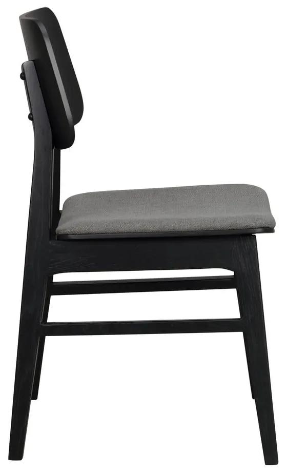 Черен трапезен стол с тъмносива възглавница на седалката Nagano - Rowico