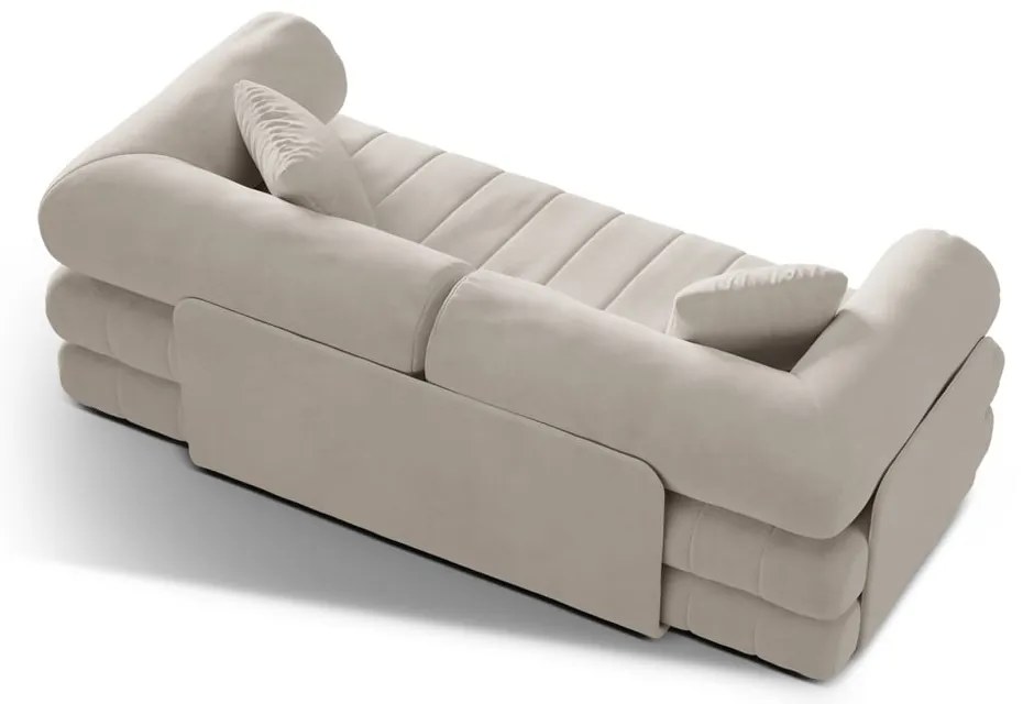 Бежов кадифен сгъваем диван 206 cm Kemi – Cosmopolitan Design