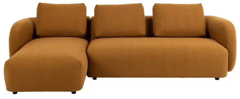 Ъглов диван от плат букле в цвят горчица (ляв ъгъл) Imola – Bonami Selection