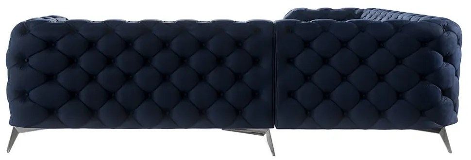 Тъмносин кадифен ъглов диван Chelsea – Ropez