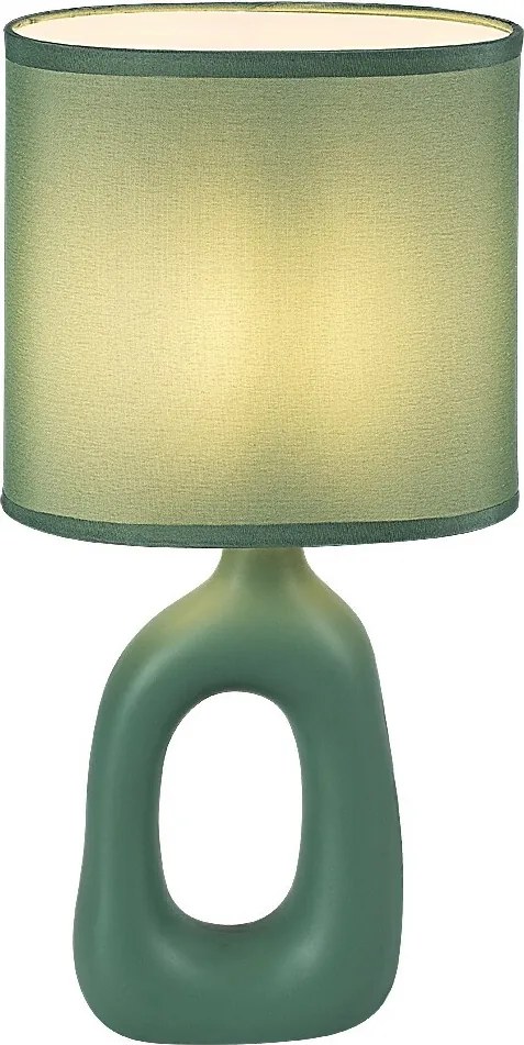 Rabalux Sylira, настолна лампа, зелена керамична лампа със зелен текстилен абажур, E14 1xMAX40W, Д17,5 см, Ш10,5 см, В36 см, каб