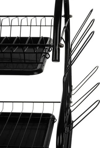 Двуетажна сушилня за съдове Ruhhy 24634, неръждаема стомана,  поставка за чаша и тава за отцеждане, 37x53x25cm