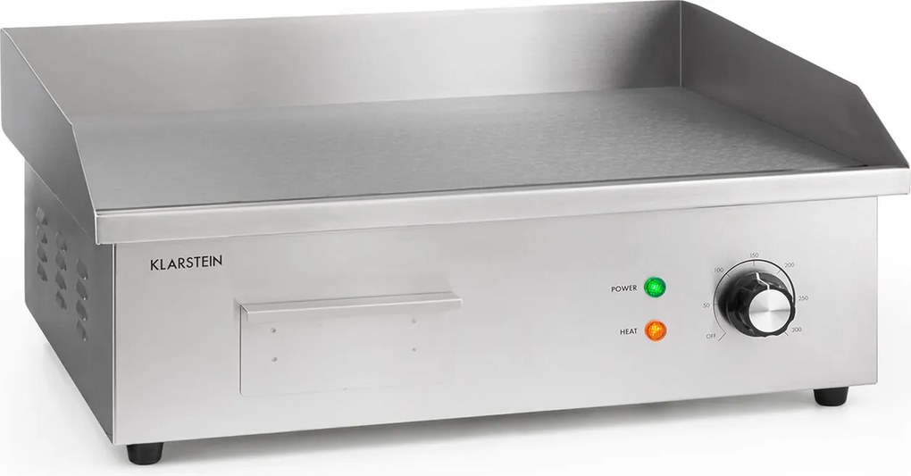 Klarstein Grillmeile 3000G, електрическа скара, 3000 W, плоча за скара, 54.5 x 35 см, гладка