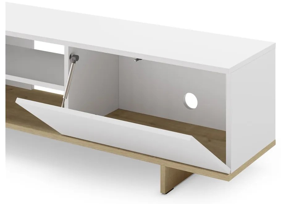 Бяла маса за телевизор от дъб 160x44 cm Cequoia - Marckeric