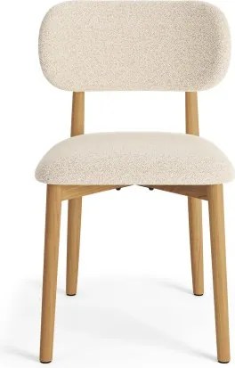 АЛMО Кремаво (тъкан Монза 90)/рамка лакиран дъб - ДЪРВЕН СТОЛ БУКЛЕ ЗА ДНЕВНА, ТРАПЕЗАРИЯ, КУХНЯ РЕТРО