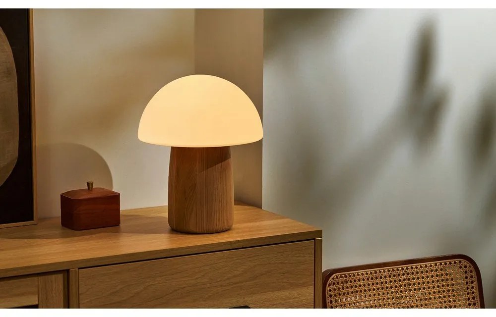 Настолна лампа с възможност за затъмняване в естествен цвят и стъклен абажур (височина 32 см) Alice - Gingko