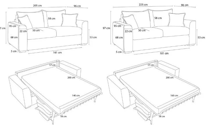 Син разтегателен диван от рипсено кадифе 225 cm Augustin – Bobochic Paris