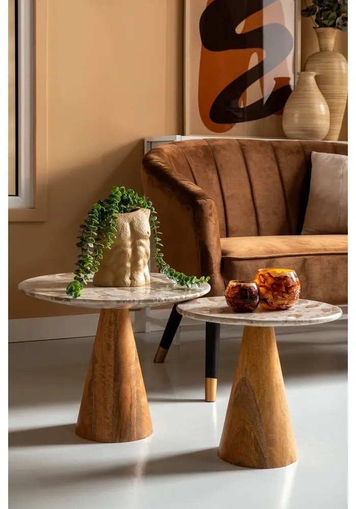 Кръгла масичка за кафе с мраморен плот ø 50 cm Force - Leitmotiv