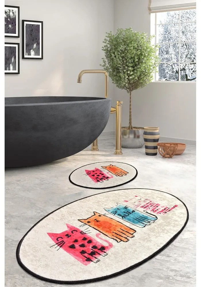Светлокафяви килими за баня в комплект от 2 броя 60x100 cm Baby Cats – Foutastic