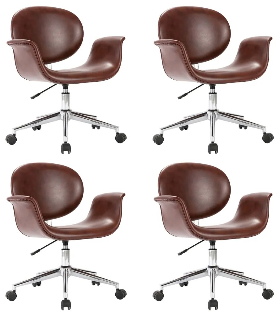 3054861 vidaXL Въртящи се трапезни столове, 4 бр, кафяви, изкуствена кожа