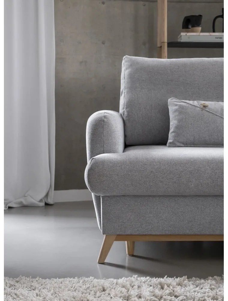 Светлосив разтегателен/с място за съхранение ъглов диван (десен ъгъл) Scandic Lagom – Miuform