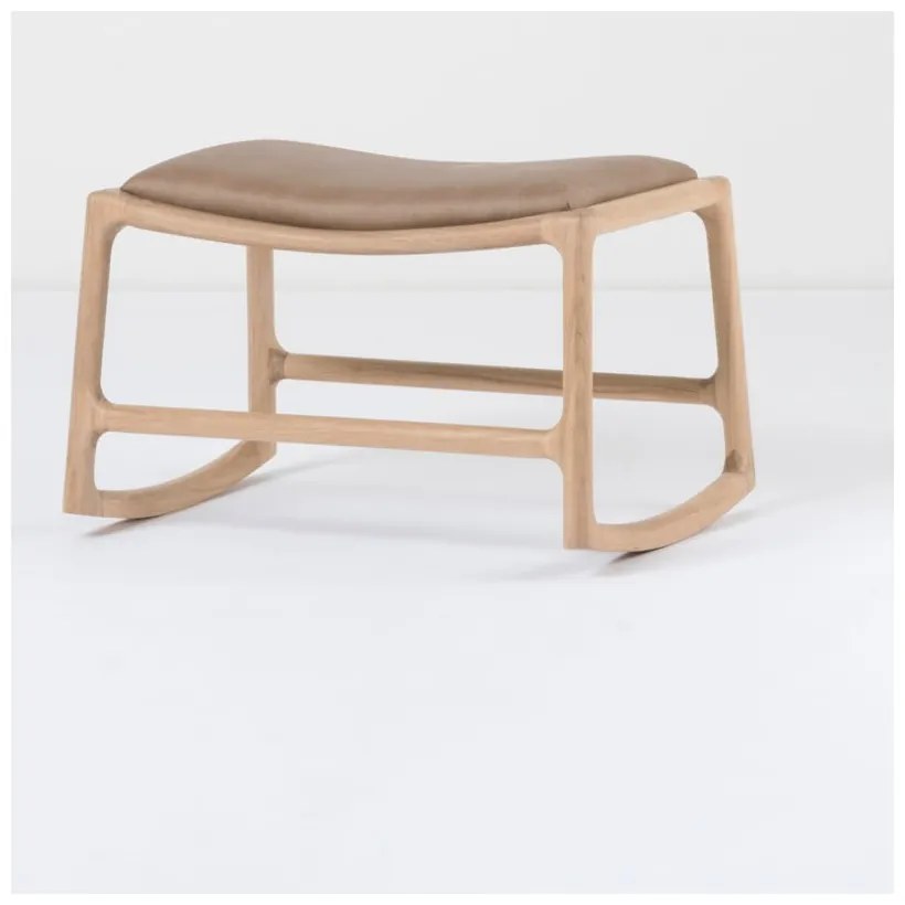 Отоман с масивна дъбова конструкция и детайли от кафява биволска кожа Dedo - Gazzda