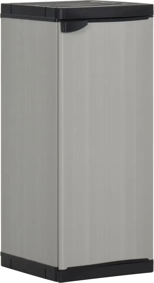 340982 vidaXL Градински шкаф за съхранение с 1 рафт сиво-черен 35x40x85 см