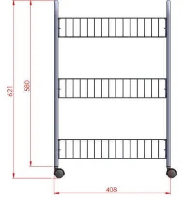 Мобилна стойка с 3 рафта Lugano - Metaltex