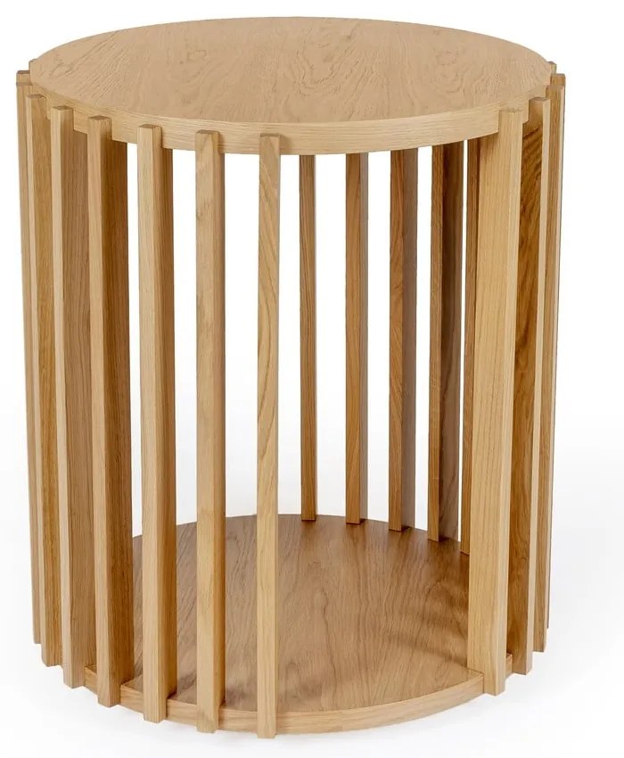 Масичка за кафе от дъб с барабан, ø 53 cm - Woodman