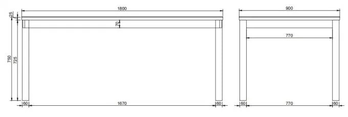 Трапезна маса с керамичен плот 90x180 cm Southampton – Actona
