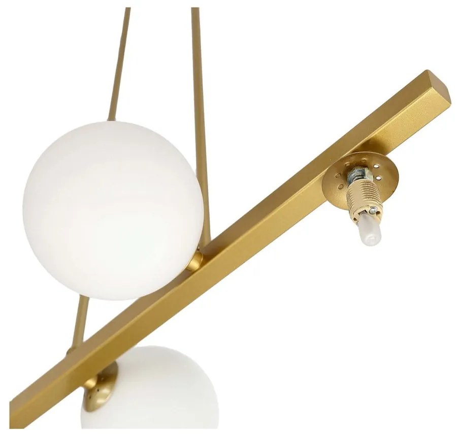 Висящо осветително тяло със стъклен абажур в бяло и златисто Kama – Candellux Lighting