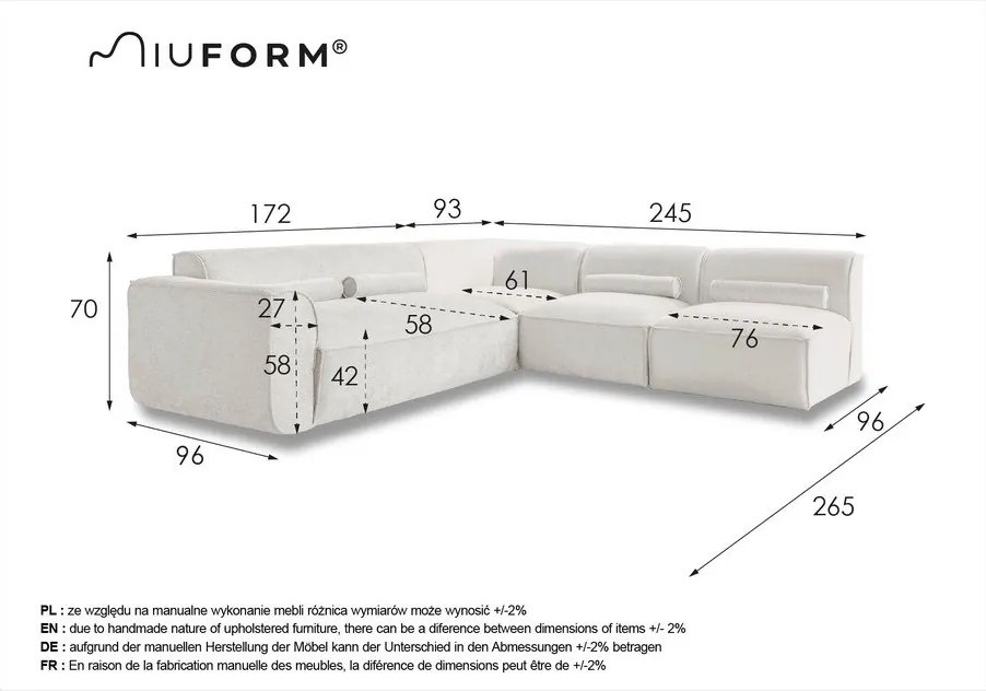 Сив ъглов диван (десен ъгъл) Flex Felix – Miuform