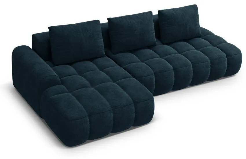 Кадифен сгъваем/с място за съхранение ъглов диван в петролен цвят (ляв ъгъл) Linz – Cosmopolitan Design