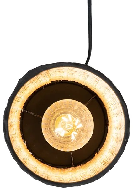 Кънтри настолна лампа ратан с черно - Kata