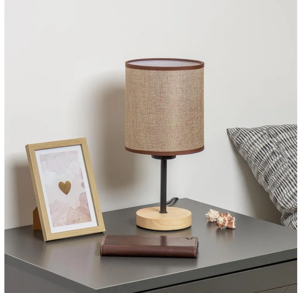 Brilagi - Настолна лампа NUBILA WOOD 1xE27/25W/230V дъб/кафяв