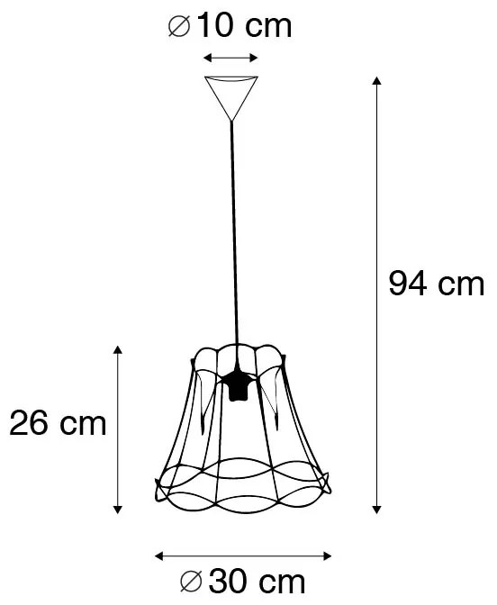 Ретро висяща лампа черна 30 см - Granny Frame