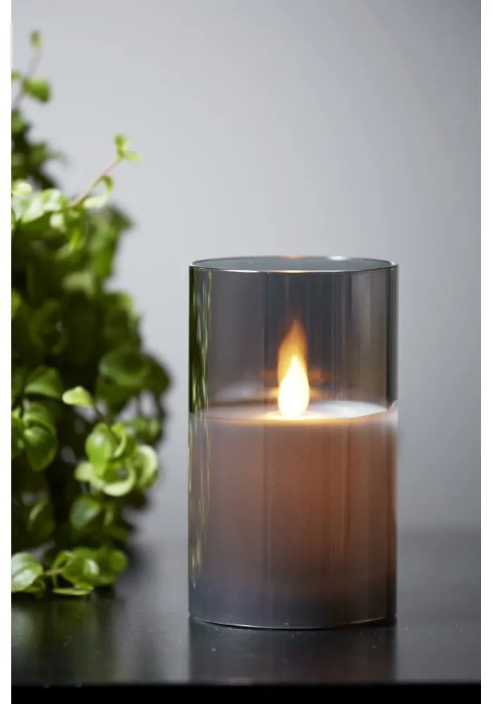 Сива LED восъчна свещ в стъкло, височина 12,5 см M-Twinkle - Star Trading