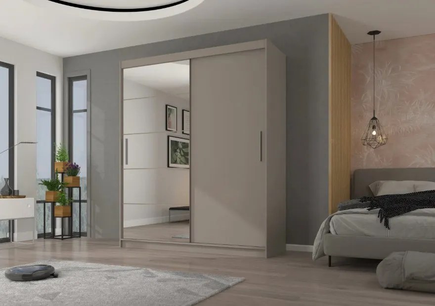 Гардероб Zaist 180 плъзгащ се-сиво-бежово