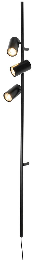 Стенна лампа черна с педален превключвател 3-светлина - Jeana Luxe