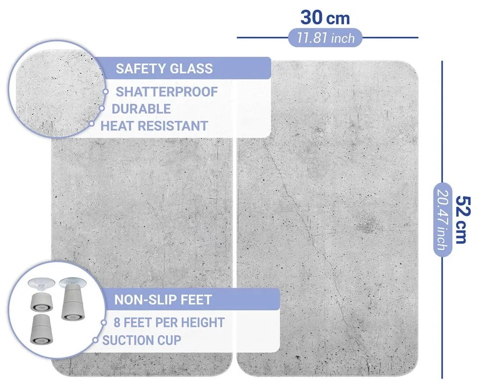 Комплект от 2 сиви стъклени капака за печка Universal - Wenko