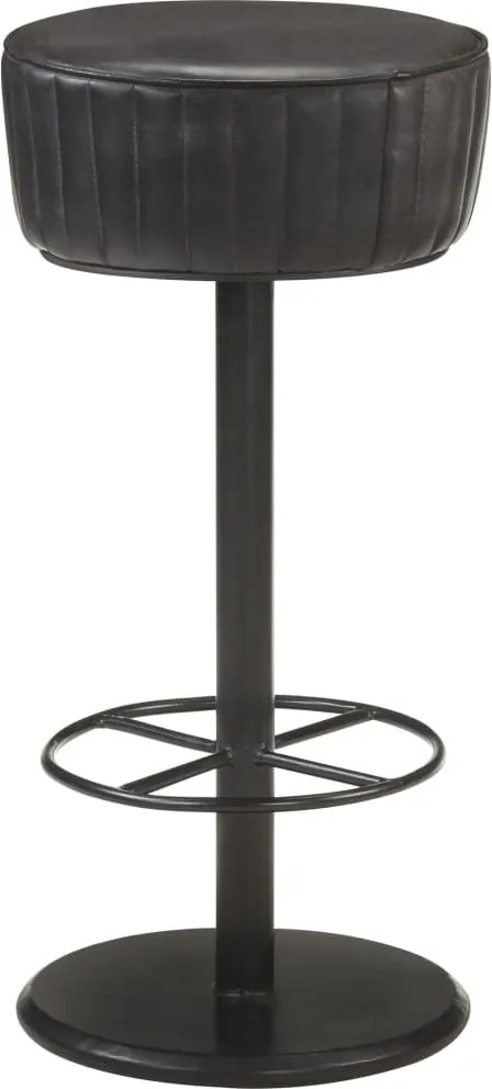 321872 vidaXL Бар табуретка, черна, естествена кожа