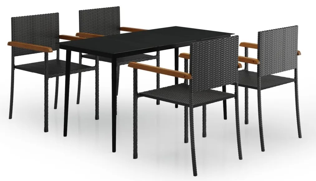 3099421 vidaXL Градински трапезен комплект, 5 части, черен