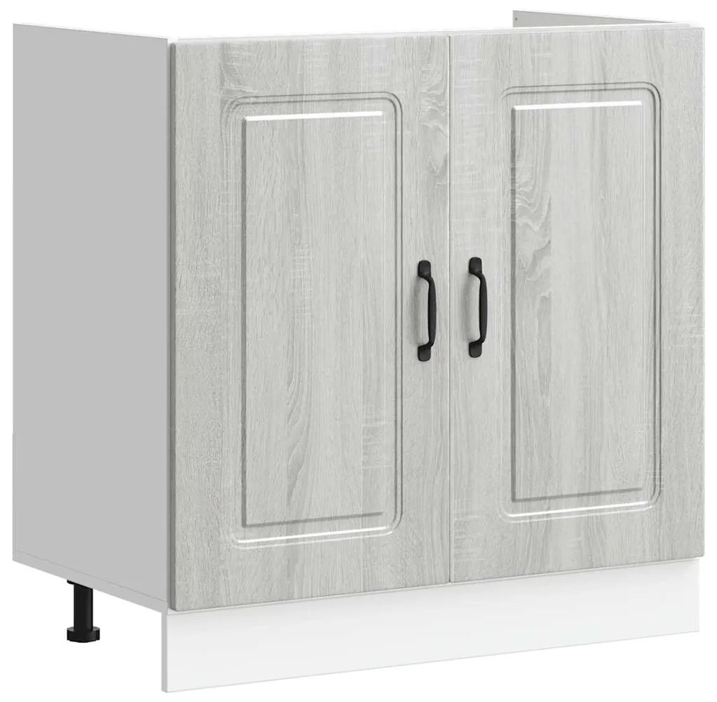 853453 vidaXL Шкаф за мивка, Kalmar, сив сонома, 80x46x81,5см инженерно дърво